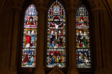Fototapeta na wymiar The painted windows of a church