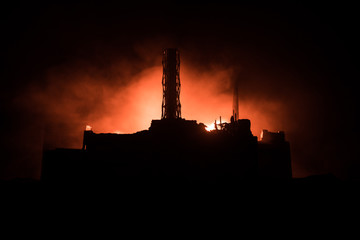 Creative artwork decoration. Chernobyl nuclear power plant at night. Layout of abandoned Chernobyl...