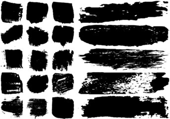 Set of black brush strokes with a dry brush