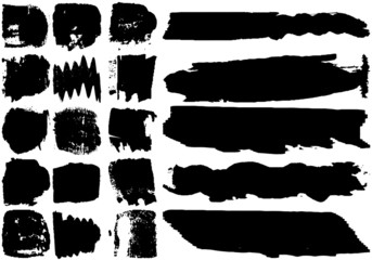 Set of black brush strokes with a dry brush