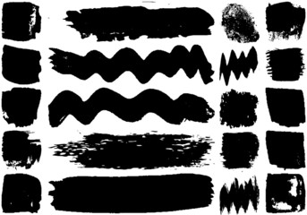 Set of black brush strokes with a dry brush