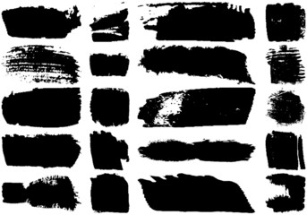 Set of black brush strokes with a dry brush