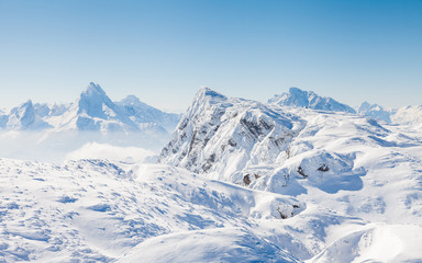 Untersberg Summit. The view from the summit of Untersberg mountain in Austria. The mountain straddles the border between Germany and Austria.