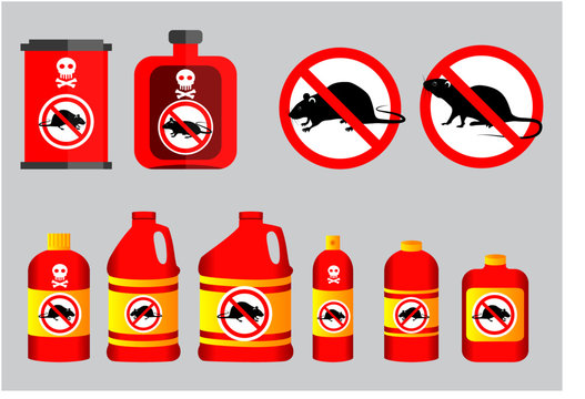 Set Of Prohibited Mouse In Mouse Poison Concept. Easy To Modify