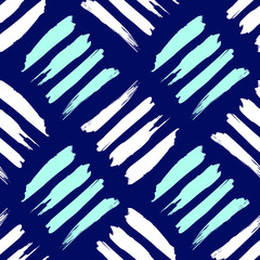 Blue Grunge Lines Fashion Seamless Pattern