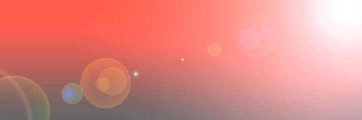 A colored background banner in living coral tones with a gradient and light on the upper right side and a sun flare from the camera lens.