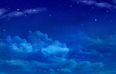 Obraz na płótnie Canvas Night sky with clouds. Universe filled with stars