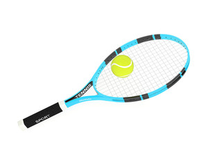 Tennis racket with yellow tennis ball