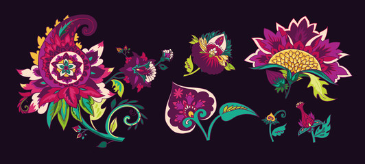 Pattern elements in oriental (Iranian, Turkish) Paisley style