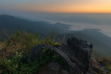 Beautiful sunrise and seafog in the early morning