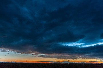 An impressive sky developing near meteor crater along route 66, US interstate 40.