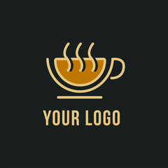  coffee cup logo template combined with bakery monoline minimalist style
