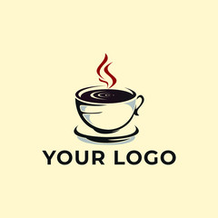 coffee, tea, drink cup logo template in vintage style