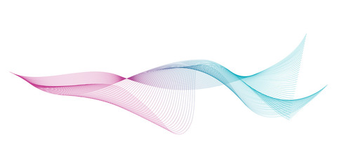 Wave of the many colored lines. Abstract wavy stripes on a white background isolated. Creative line art. Design elements created using the Blend Tool. 