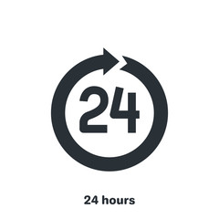 flat vector image on white background, work icon 24 hours black color