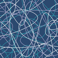Vector abstract seamless scribble background. Fantasy modern tangled pattern. Digital tortuous design. Creative tangled composition.