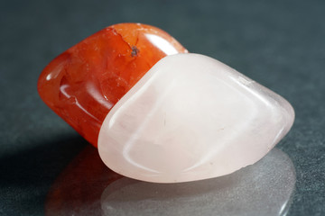 Quartz also called deep quartz photographed in studio in front of black background in Marco mode 