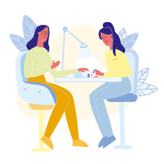 Express Manicure Service Flat Vector Illustration