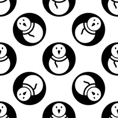 Snowman Icon Seamless Pattern, Snow Man Icon