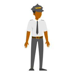 Man pilot in uniform. Airplane captain, flight profession