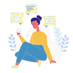 Teenager Online Communication Flat Illustration