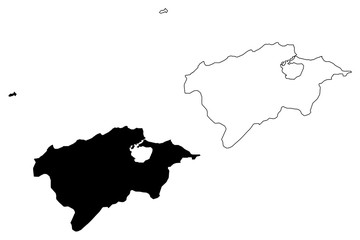 Bizerte Governorate (Governorates of Tunisia, Republic of Tunisia) map vector illustration, scribble sketch Bizerte map