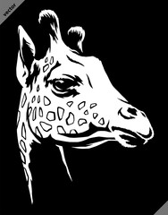 black and white linear paint draw giraffe illustration art