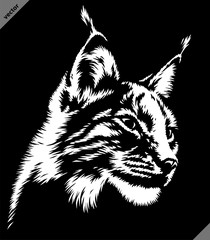 black and white linear paint draw lynx illustration art © Turaev