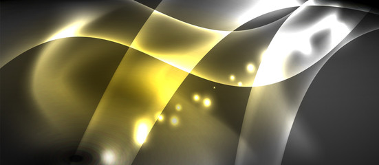 Glossy glowing neon light wave background