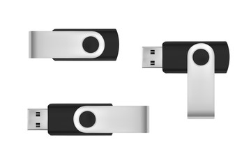 A USB flash drive in a vector on a white background.Memory card in vector.Black flash memory vector illustration.