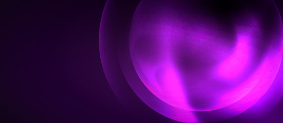 Shiny neon color light with circles abstract background