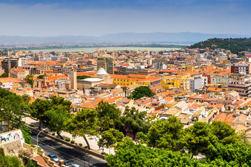 Fototapeta na wymiar Panorama of Cagliari old town, Sardinia, Italy, Europe.