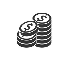 icon coin black Sort illustration isolated sign symbol for web, modern minimalistic flat design vector on white background. Business