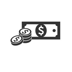 icon Banknote and coin illustration isolated sign symbol for web, modern minimalistic flat design vector on white background. Business