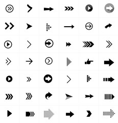 Set of vector arrows. Arrow icon. Flat arrows icons collection. Web signs icons set. Set of black directional arrows isolated on white background. Can be used for website, programs, mobile application