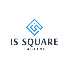 Letter IS with Square or Luxury or Company Logo Design Vector