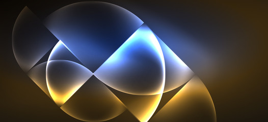 Obraz premium Dynamic lines and shapes, glass neon glowing effect. Modern neon glow geometric shapes, great design for any purposes