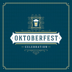 Oktoberfest beer festival celebration vintage greeting card or banner vector illustration