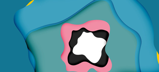 Vector decorative background. Abstract web template with cut out 3d paper abstract waves on light background for decoration design.