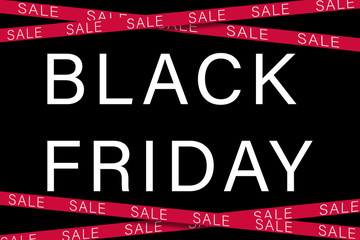 Word Black Friday in white  on black background, voucher, discount, season sale, pomotion, comercial