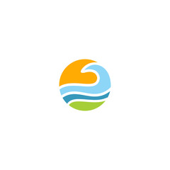wave nature water eco logo