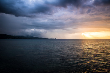 Fototapeta na wymiar Sunset at Montego Bay Beach Jamaica 