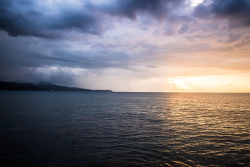Fototapeta na wymiar Sunset at Montego Bay Beach Jamaica 
