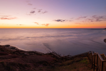 Stair walkway at Port Noarlunga view during sunset. Adelaide, Australia.