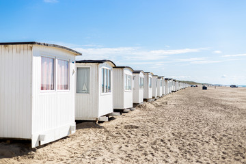 Naklejka premium White Beach Cabins at Lokken Beach