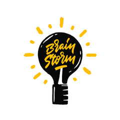 Brain storm. Vector hand drawn lettering illustration on white background.