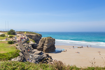 Ribadeo, Spain. Scenic view of the beach and cliffs on the Atlantic coast