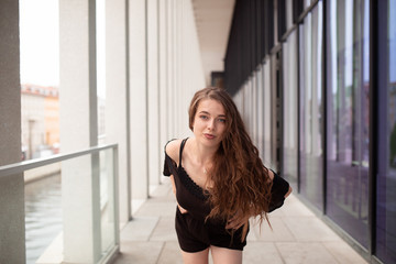 Fototapeta premium Girl doing things on street