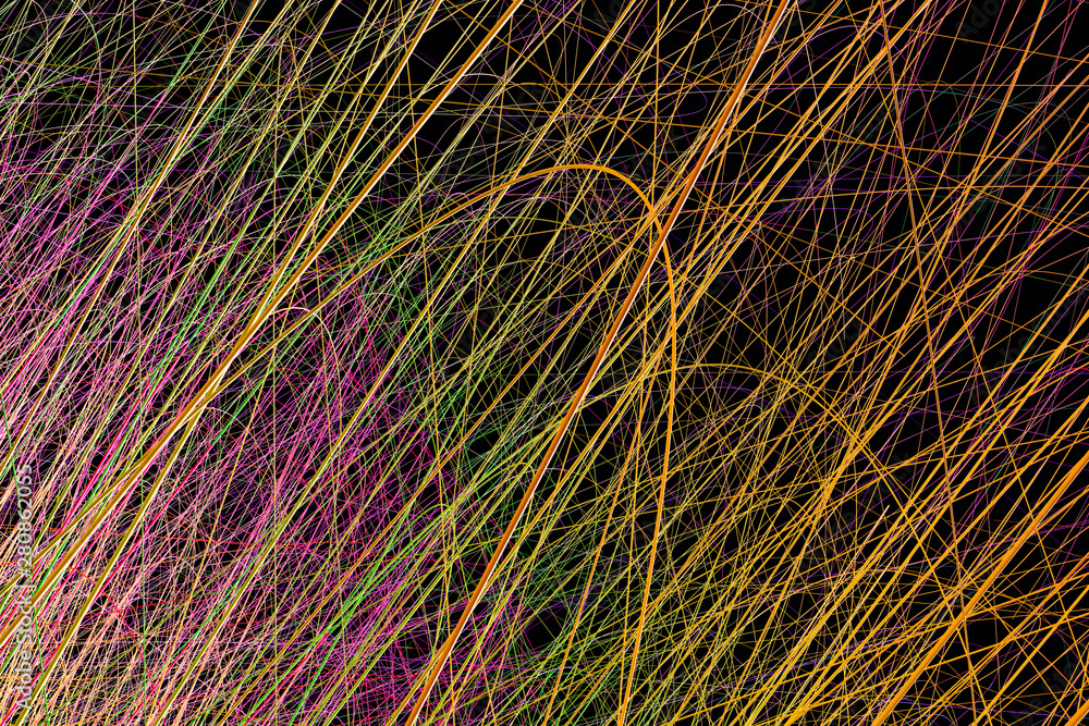 Poster radiative and glowing lines with gradient lines, 3d rendering.