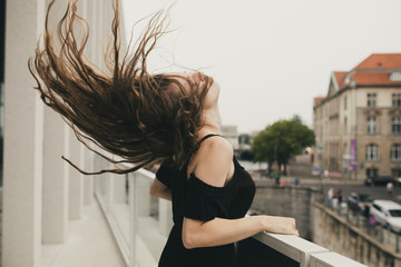 Girl doing things on street